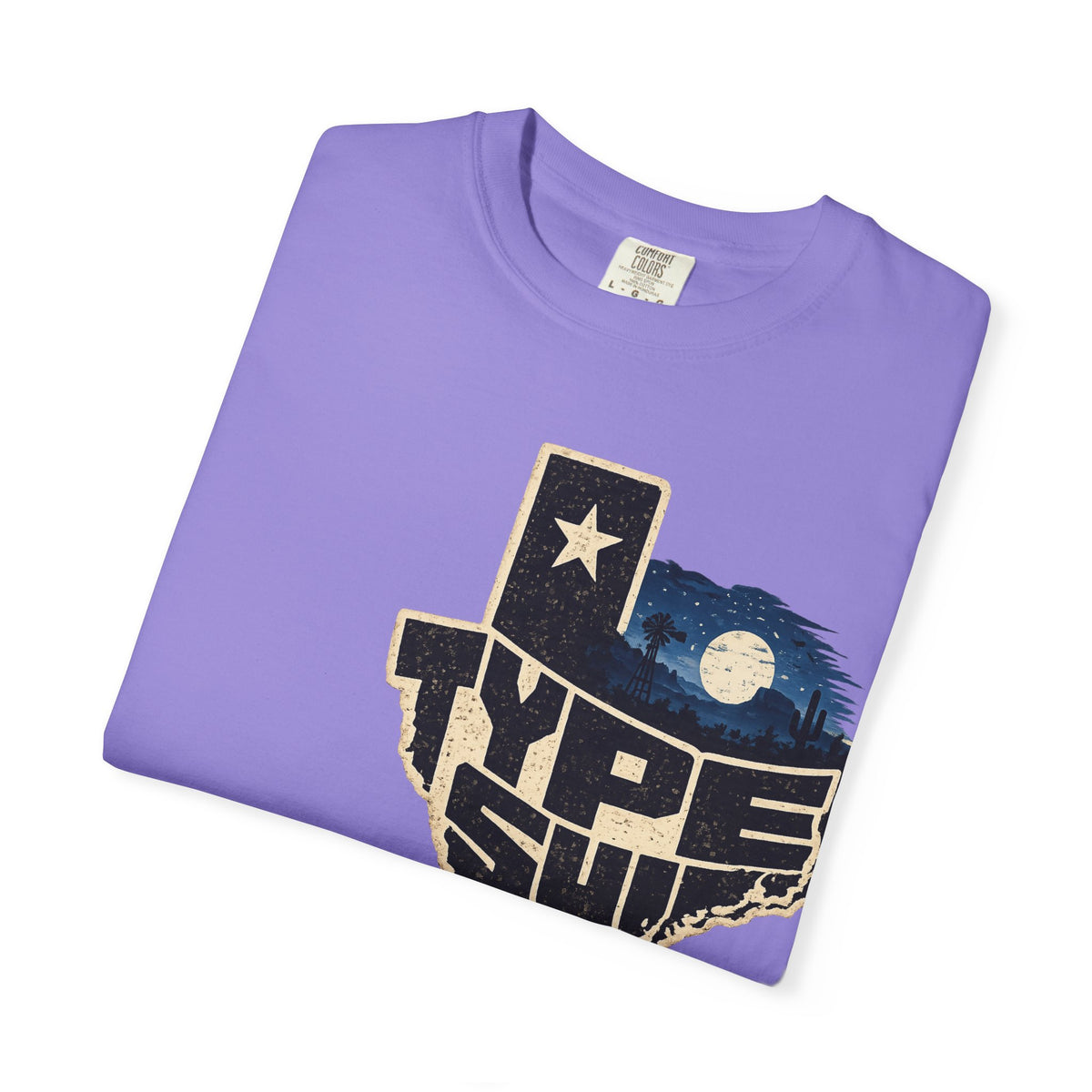 Texas Type Shi Night Skyline T-Shirt — Retro Lone Star Graphic Tee
