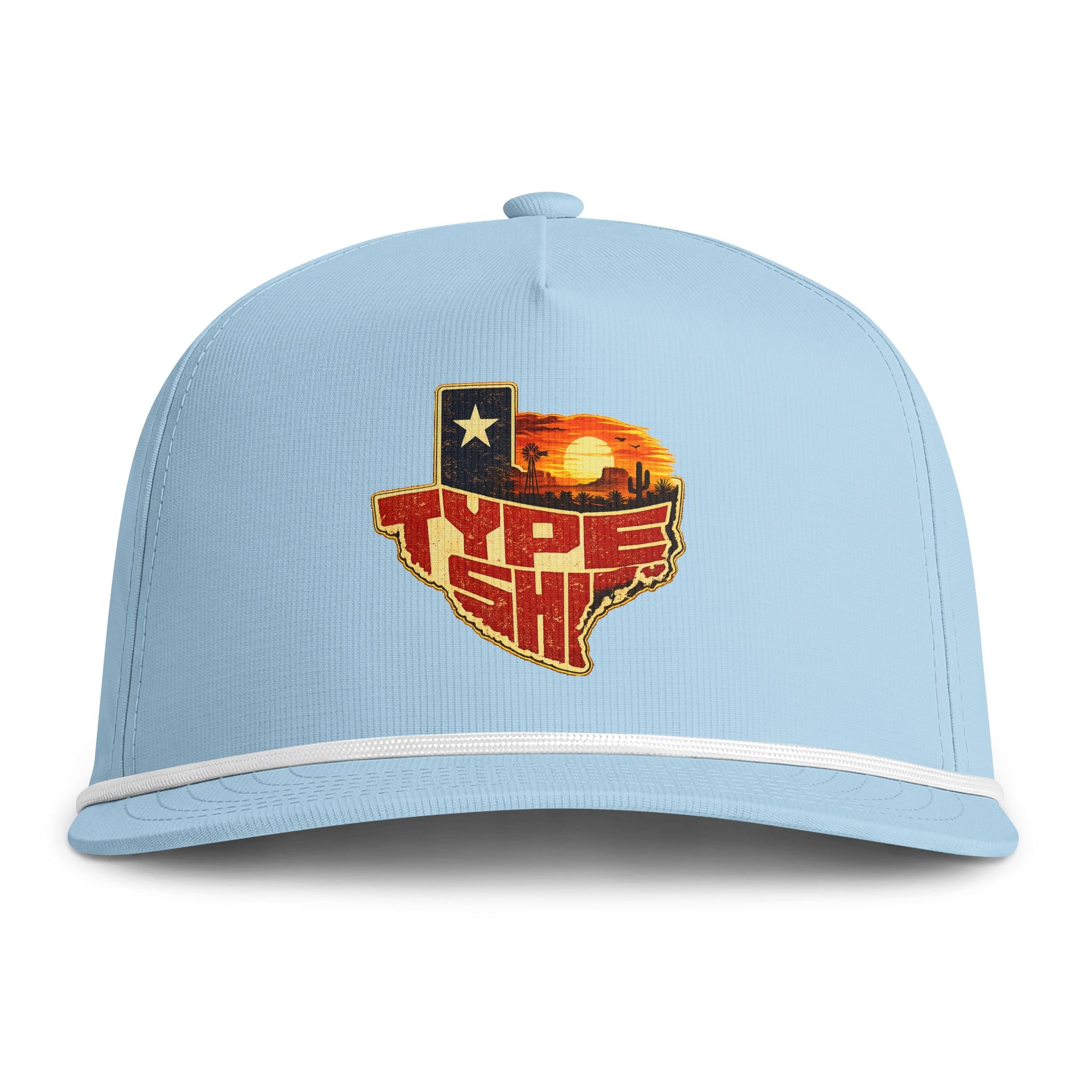 Texas Type Shi Rope Cap — Retro Sunset State Patch Hat