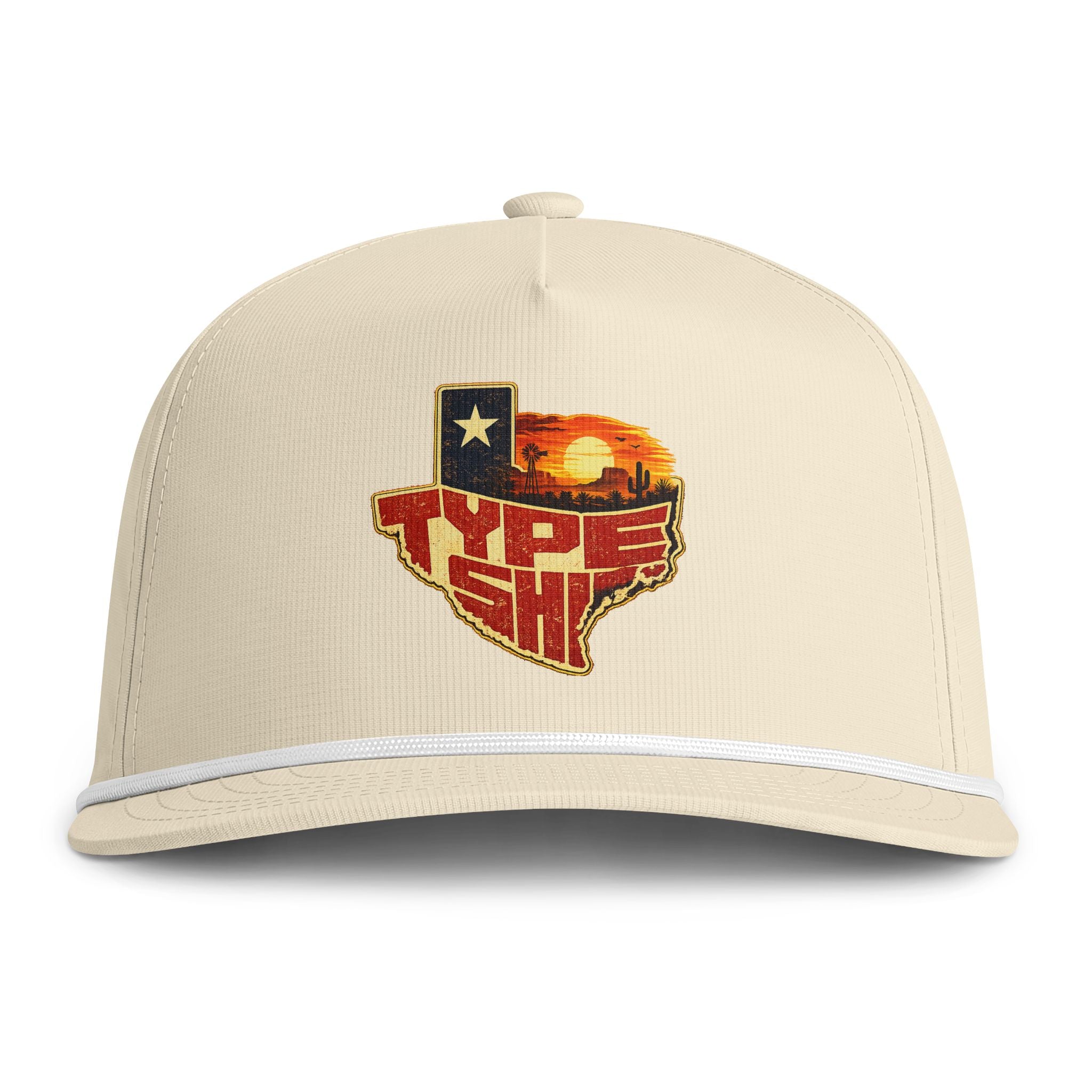Texas Type Shi Rope Cap — Retro Sunset State Patch Hat