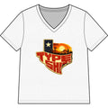 Womans Texas Type Shi V Neck  — Retro Skyline & Lone Star Graphic