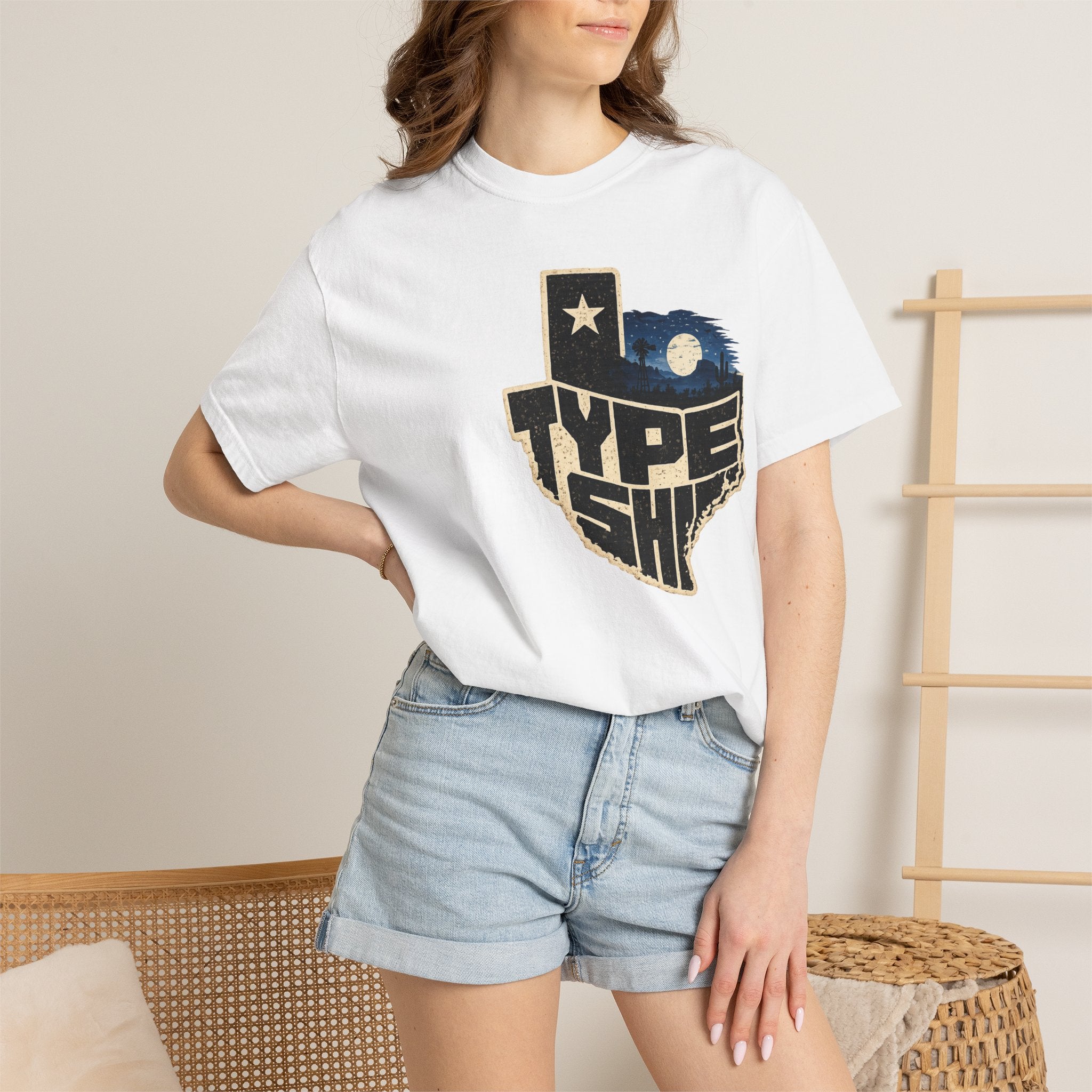 Texas Type Shi Night Skyline T-Shirt — Retro Lone Star Graphic Tee
