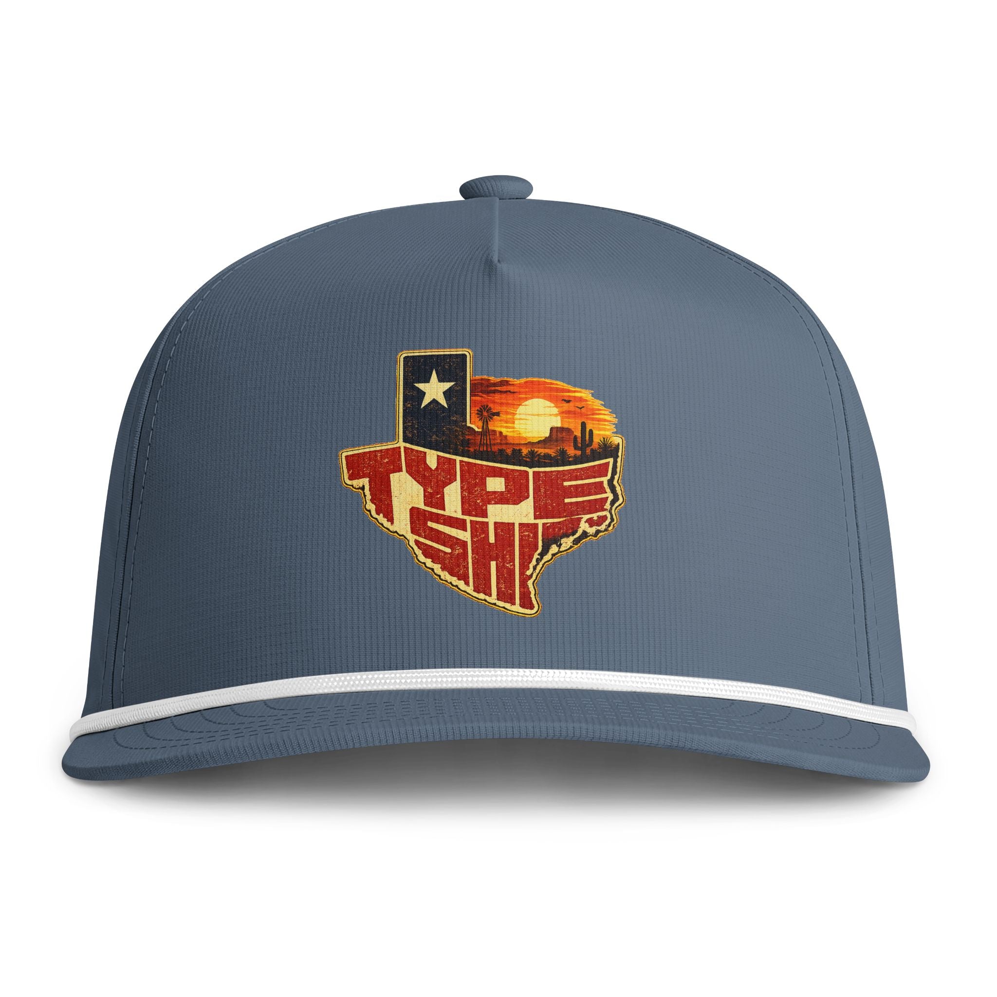 Texas Type Shi Rope Cap — Retro Sunset State Patch Hat
