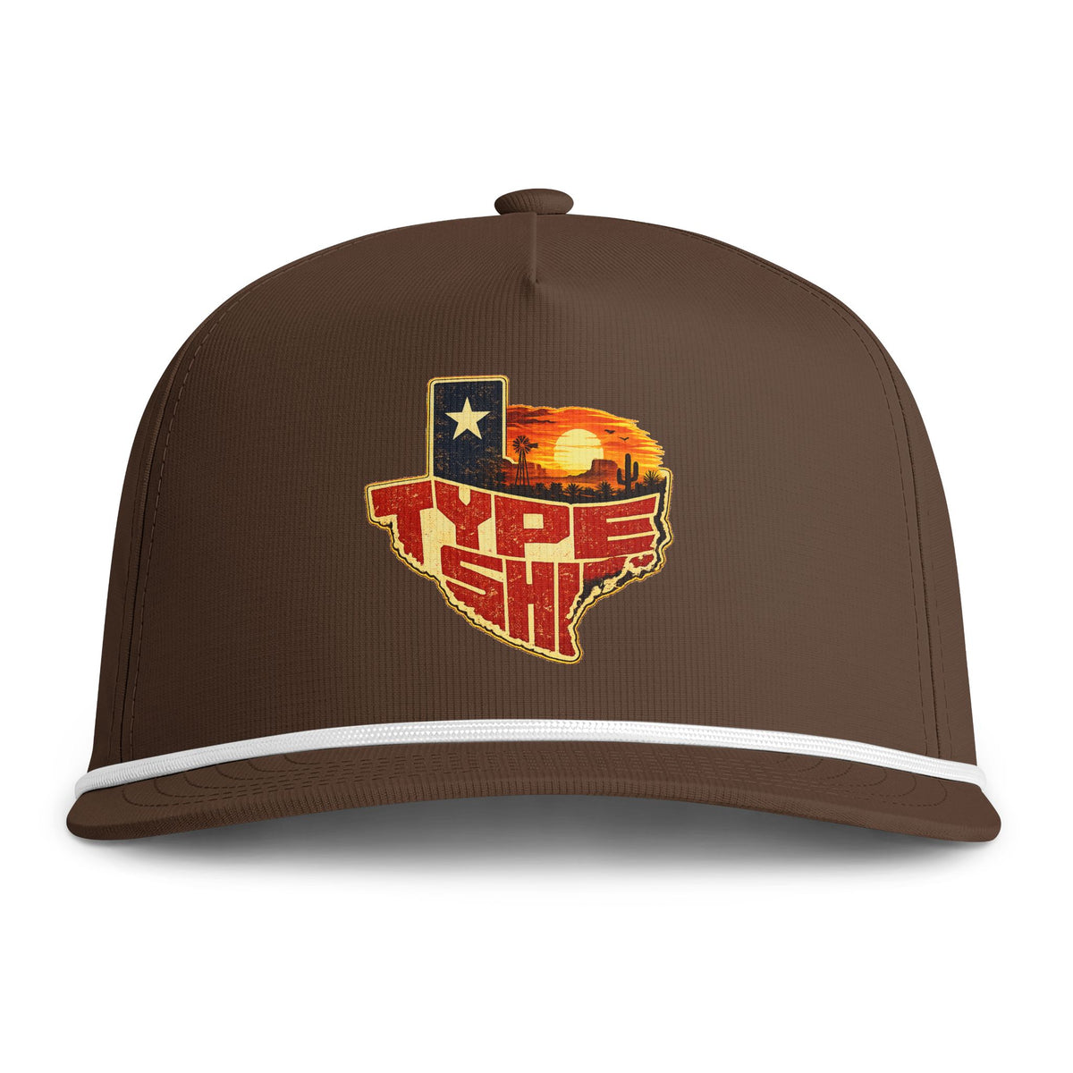 Texas Type Shi Rope Cap — Retro Sunset State Patch Hat