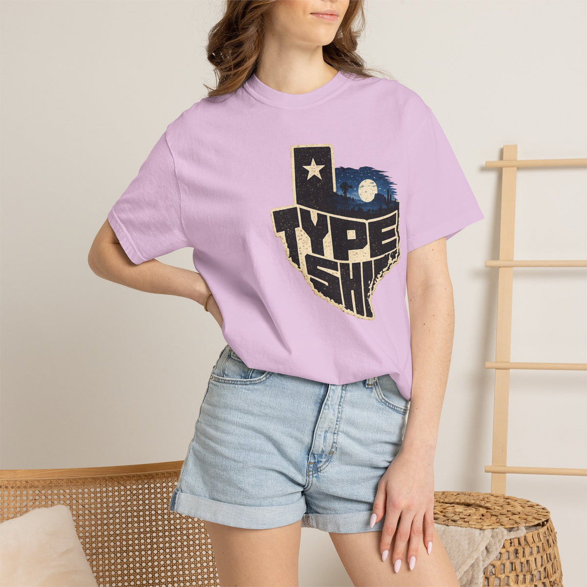 Texas Type Shi Night Skyline T-Shirt — Retro Lone Star Graphic Tee