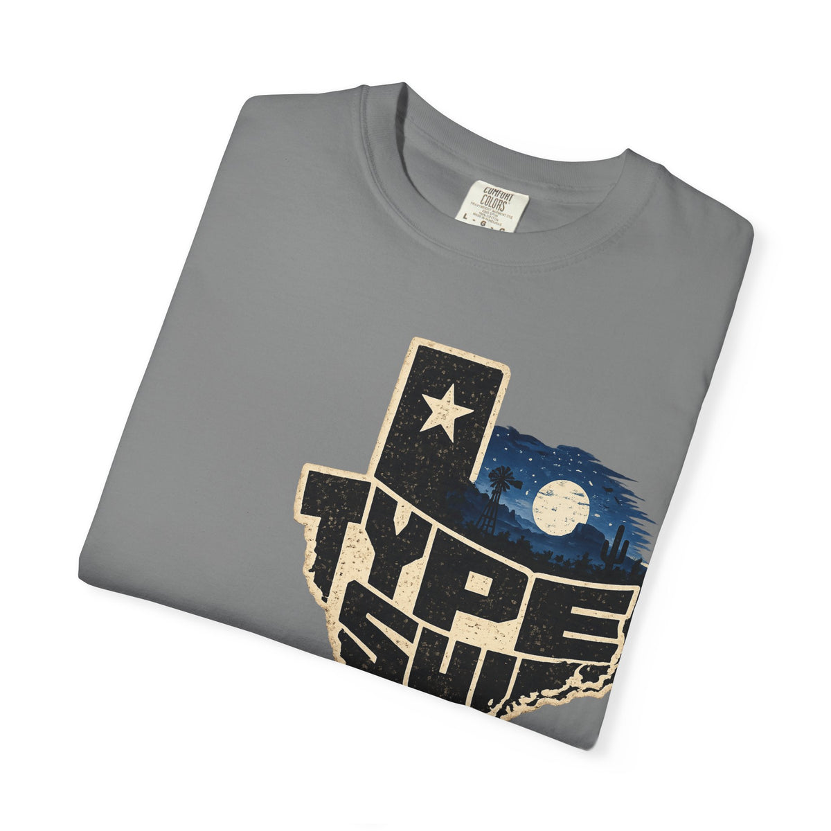 Texas Type Shi Night Skyline T-Shirt — Retro Lone Star Graphic Tee