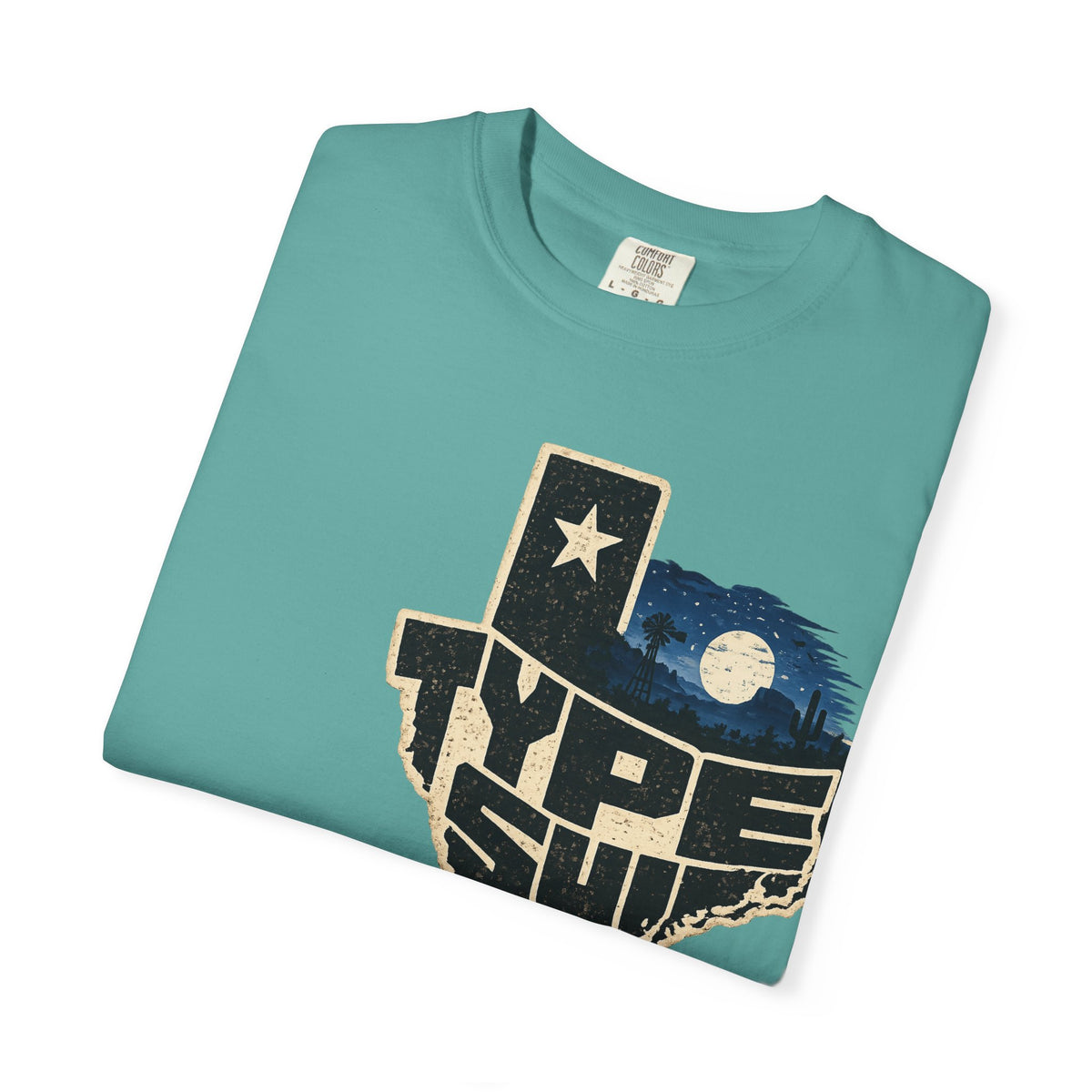Texas Type Shi Night Skyline T-Shirt — Retro Lone Star Graphic Tee