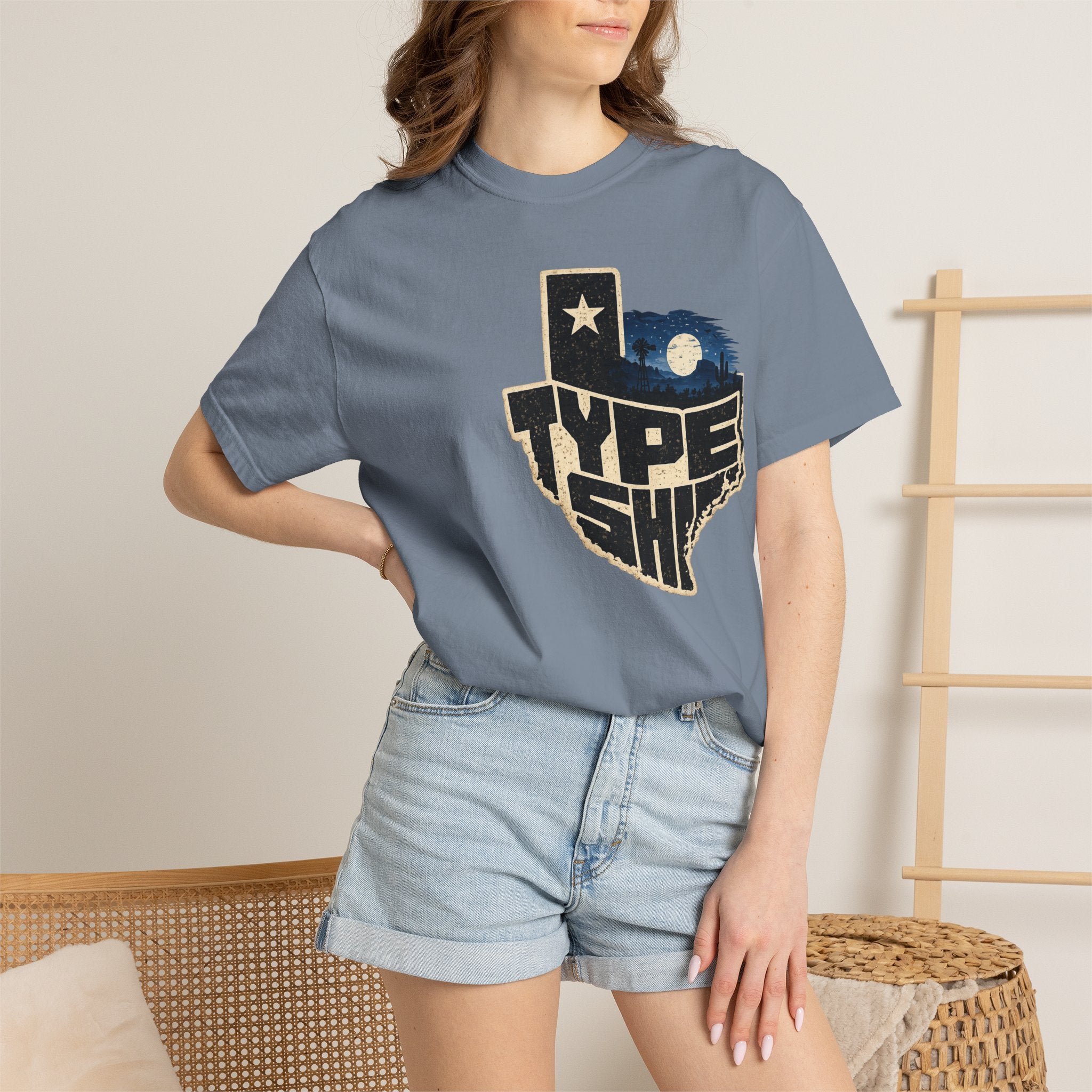 Texas Type Shi Night Skyline T-Shirt — Retro Lone Star Graphic Tee
