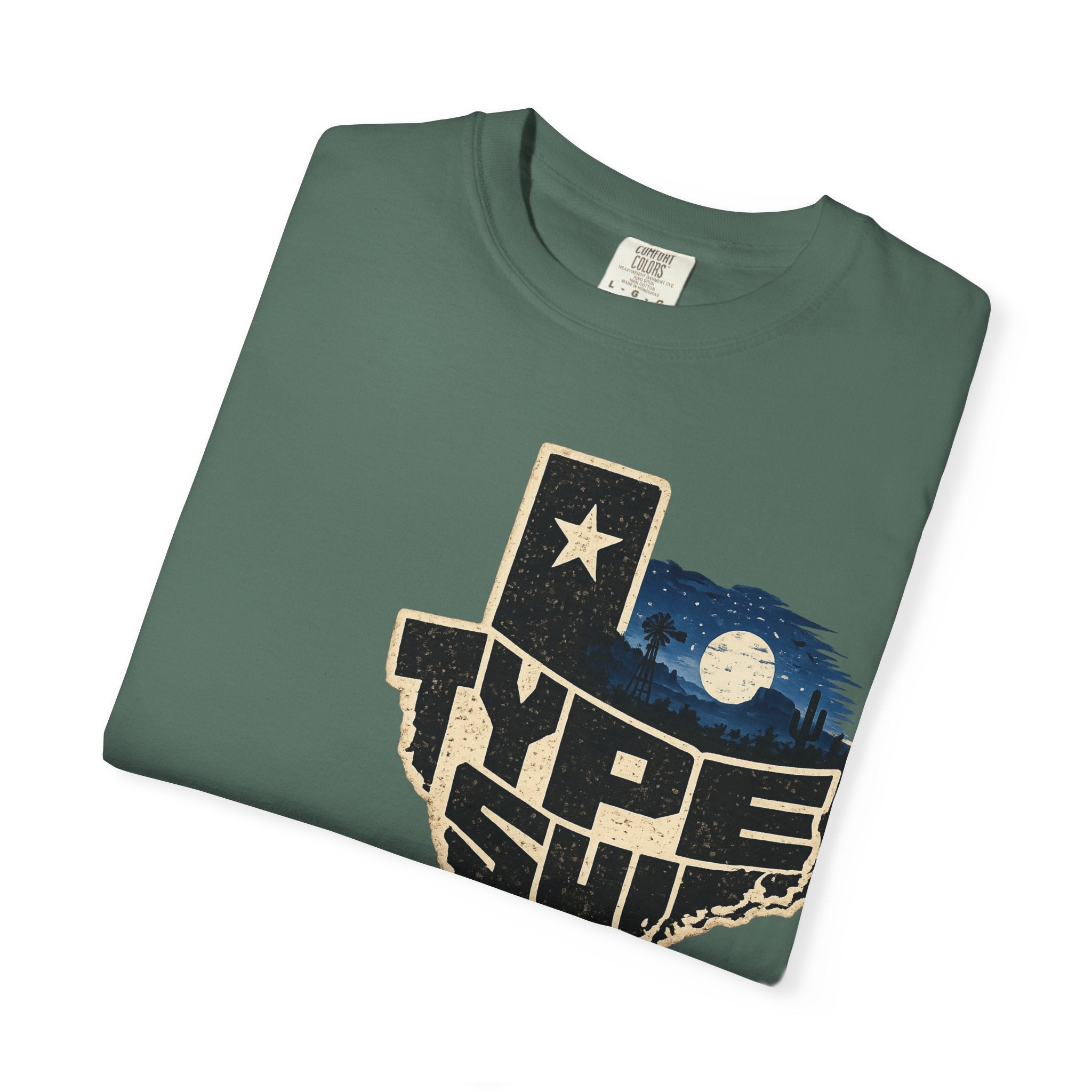 Texas Type Shi Night Skyline T-Shirt — Retro Lone Star Graphic Tee