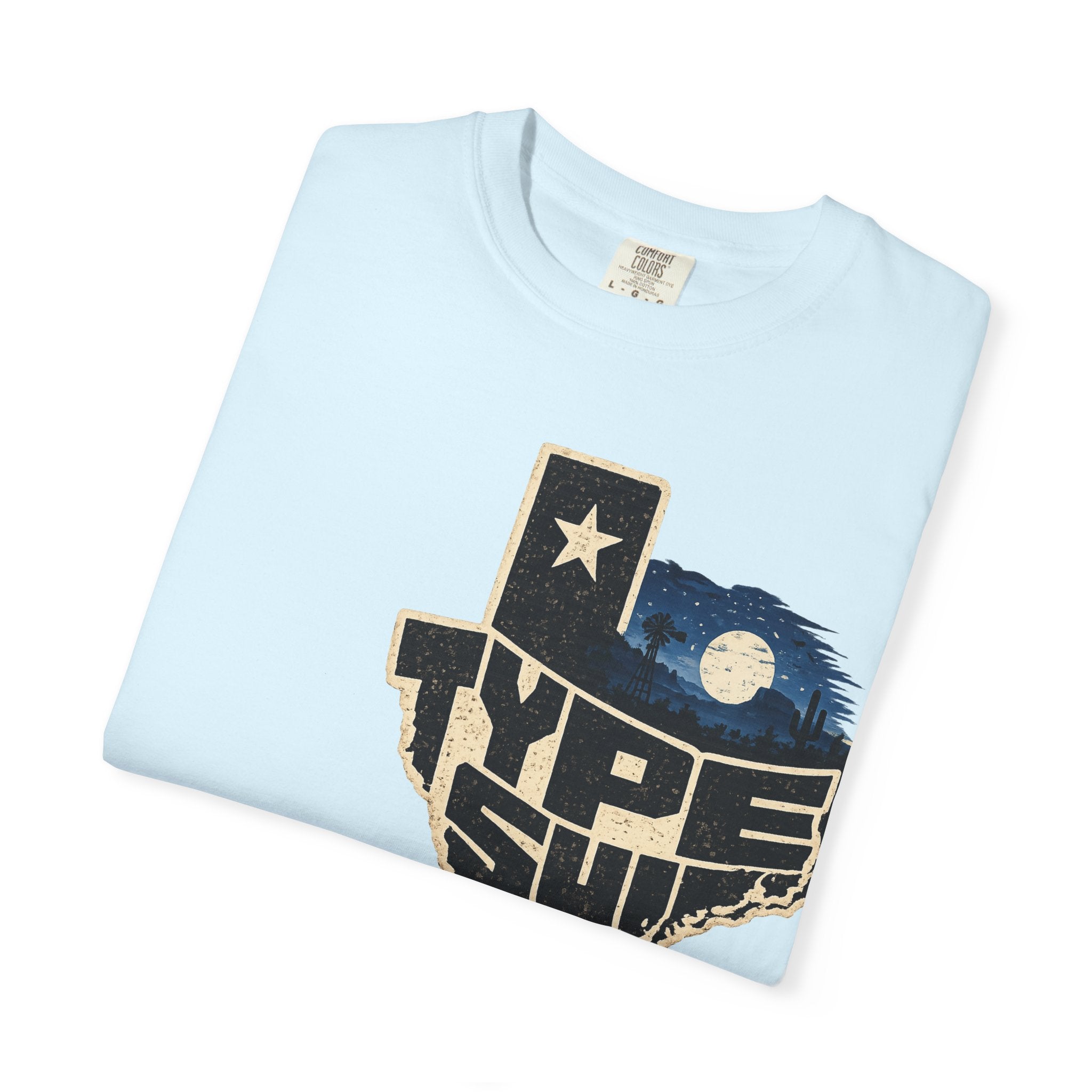 Texas Type Shi Night Skyline T-Shirt — Retro Lone Star Graphic Tee
