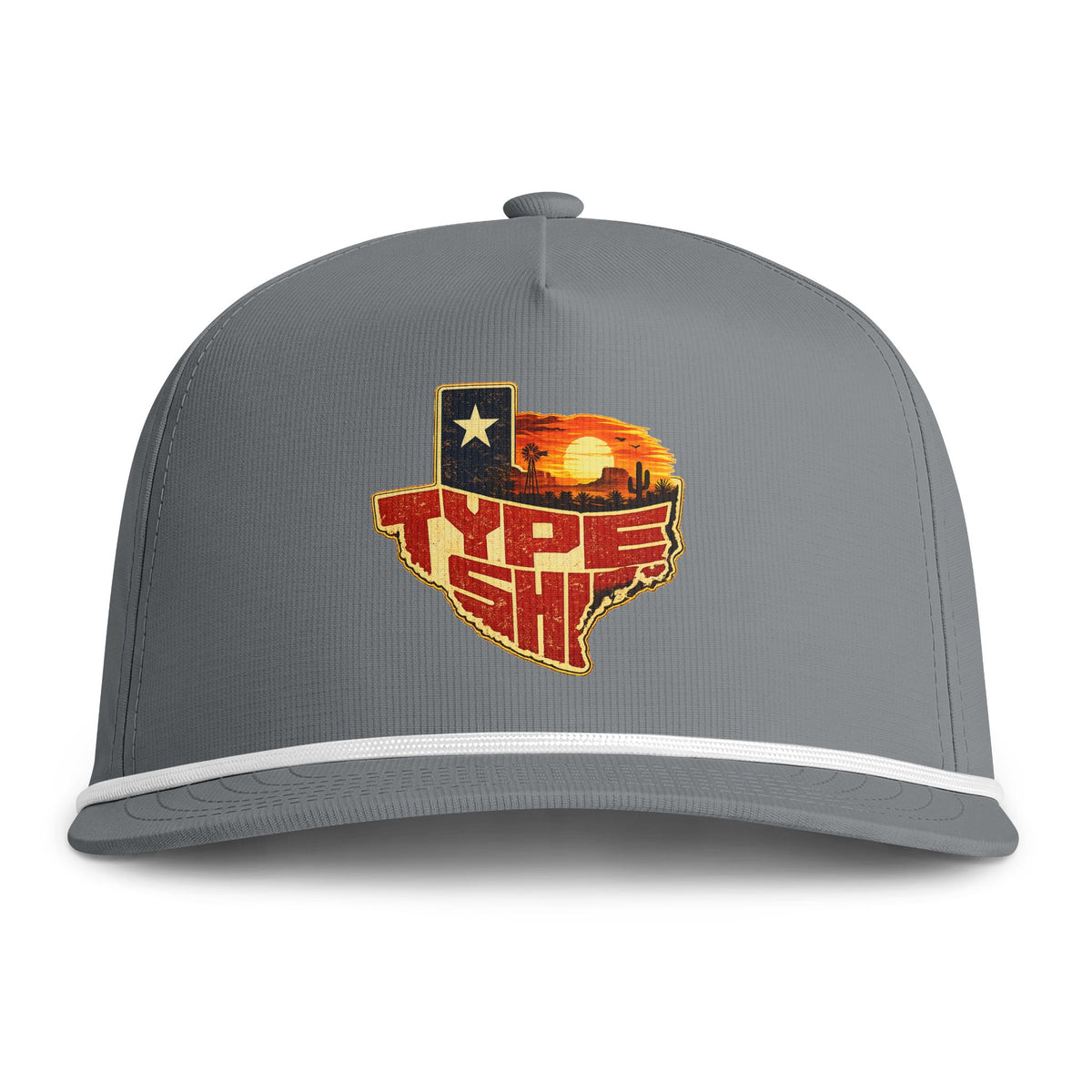 Texas Type Shi Rope Cap — Retro Sunset State Patch Hat