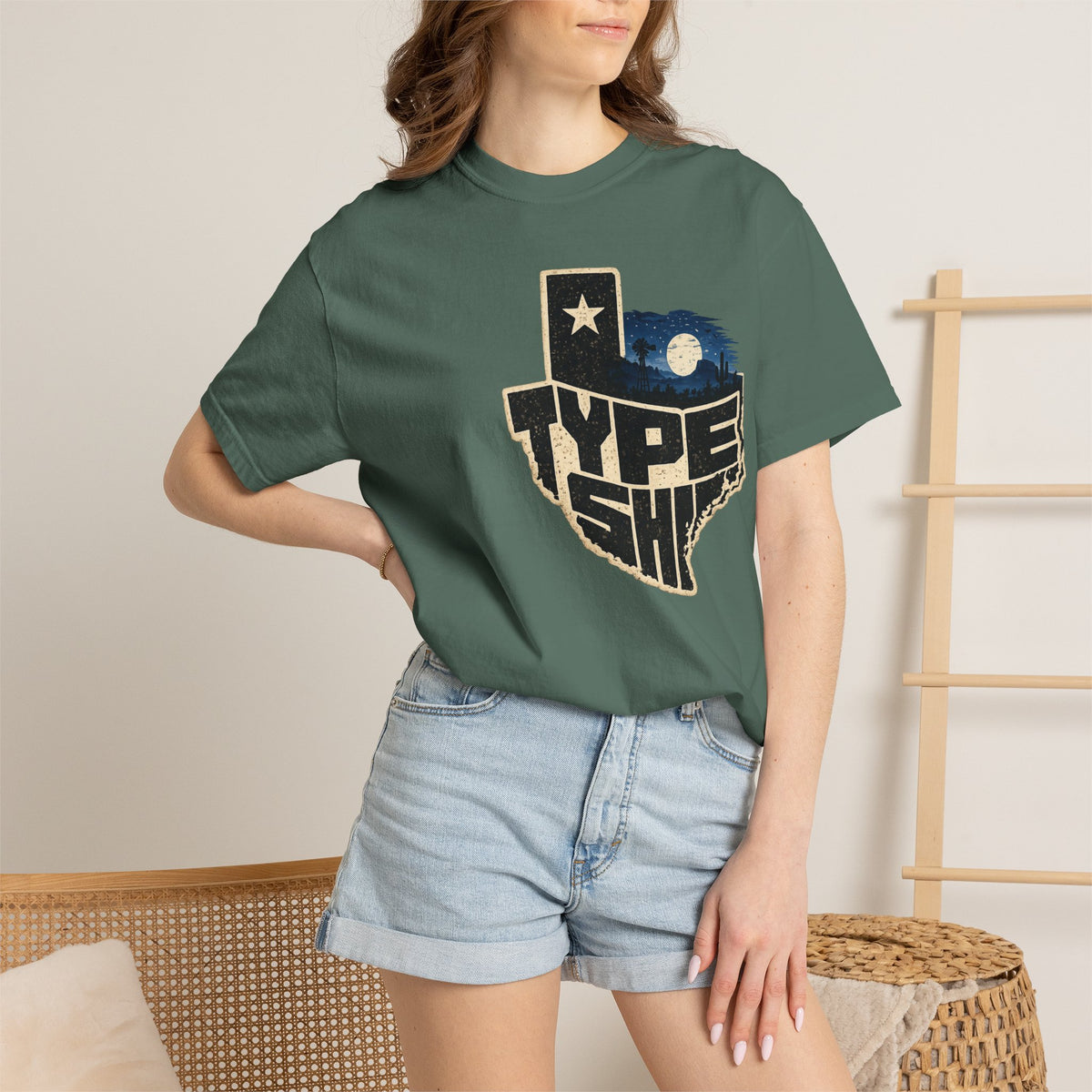Texas Type Shi Night Skyline T-Shirt — Retro Lone Star Graphic Tee